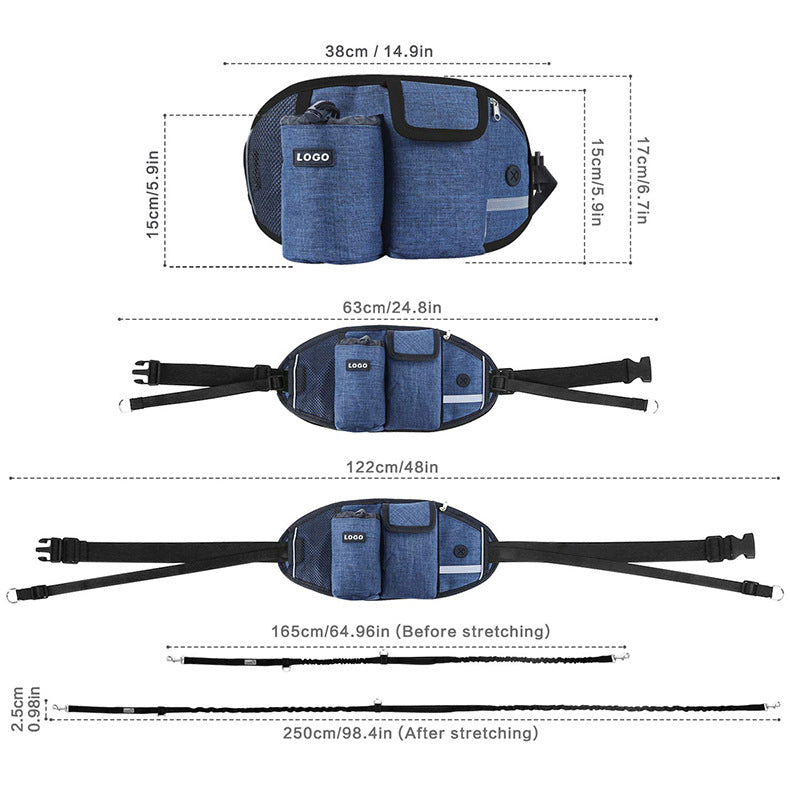 Dog Running Leash & Waist Bag Hands-Free Running